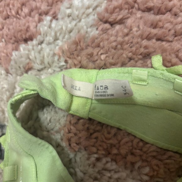 Aerie Women Bra 34C Sexy Mia Style Lime Green Adjustable Strap w/ Bows Push Up - Picture 5 of 7